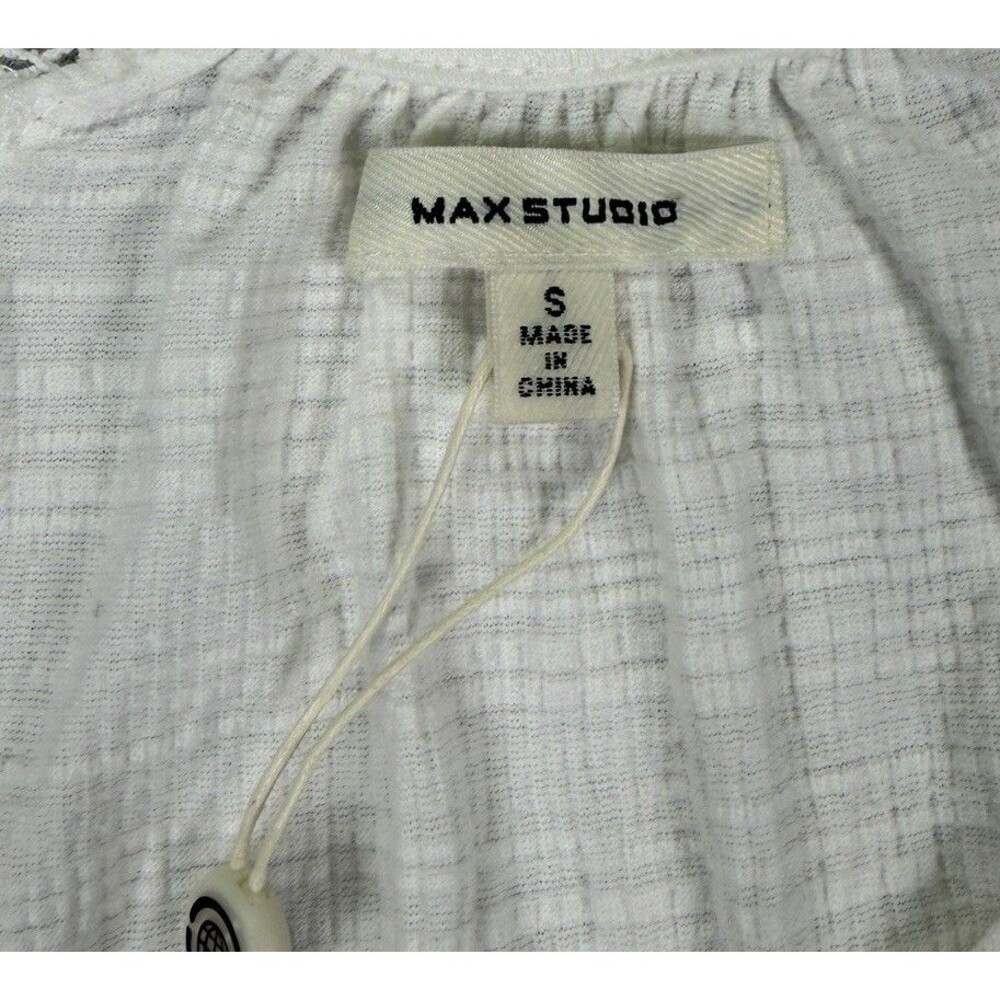 NEW White Tie Front Top Max Studio Small Cottagecore Boho Crochet Lace‎ Gauze - Picture 5 of 10
